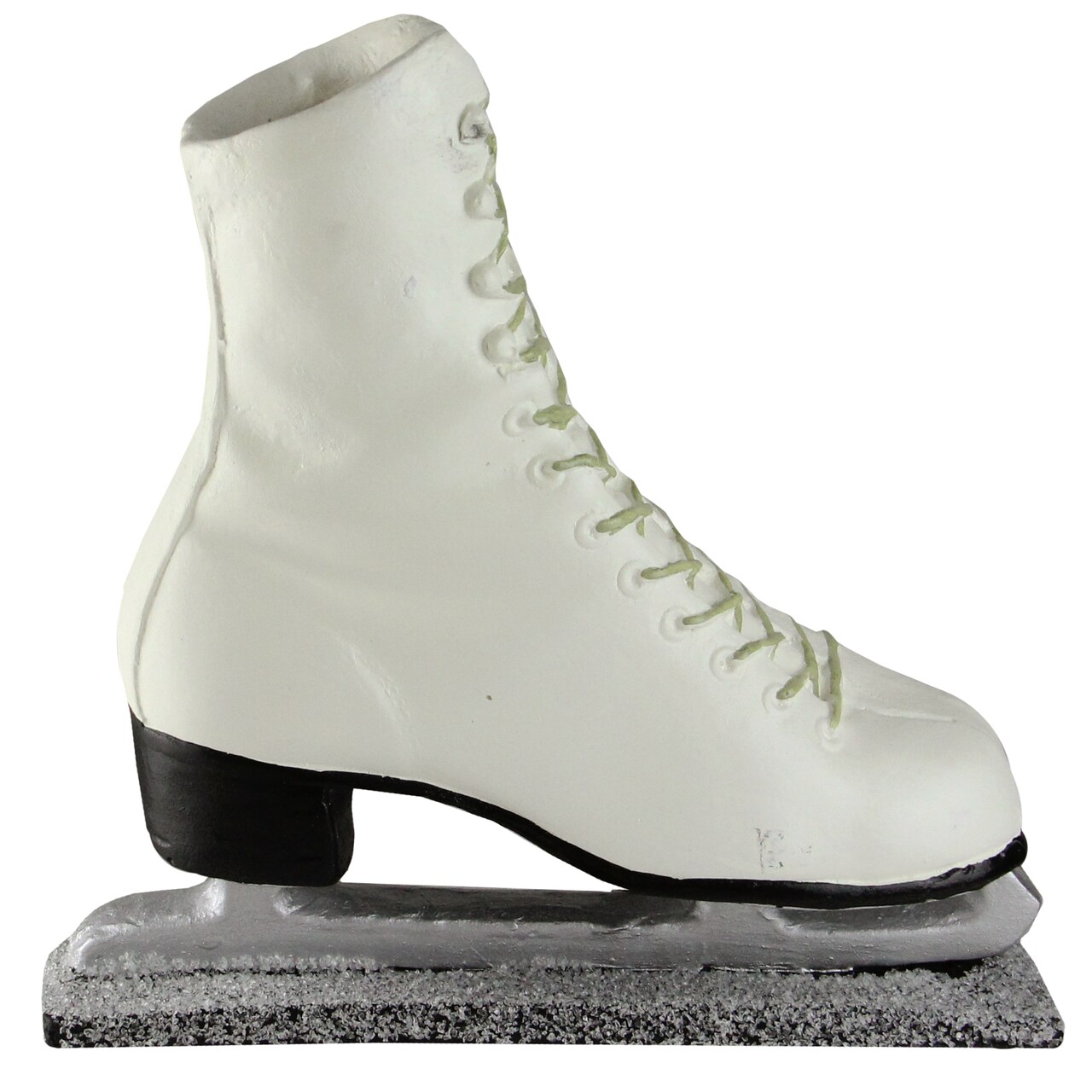 Melrose 11" Decorative White Laced Up Ice Skate Figure on Frosted Base